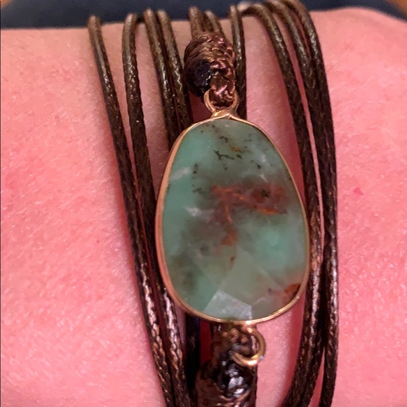 NEW Boho chalcedony leather wrap bracelet - Picture 2 of 4
